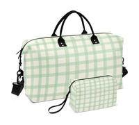 Ensemble de sacs à bagages avec grand sac et mini pochette en forme de vague matelassée, compartiments zippés, rangement quotidien élégant, Vichy sauge, One Size, Classique