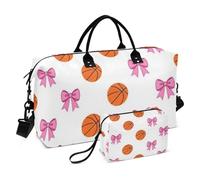 Ensemble de sacs à bagages avec grand sac et mini pochette en forme de vague matelassée, compartiments zippés, pratique et court voyage, Nœud de basket-ball, One Size, Classique