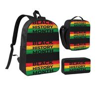 Ensemble de sacs à dos 17 pouces pour le Mois de l'histoire des Noirs, sac à lunch léger pour hommes et femmes, 3 pièces