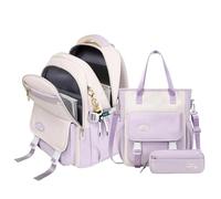 Ensemble De Sacs À Dos - Bundle De Sacs De Livres Assorti, Pack De Fourre-tout Coordonné | Carrier À Poche À Fermeture Éclair, Système De Sacs D'école Léger Pour Les De Voyage Camping Préscola