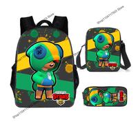 Ensemble de sacs à dos pour enfants avec motif de jeu Brawl Stars, comprenant des sacs bandoulière et une trousse à crayons, sacs d'école unisexes pour enfants 3pcs set 019