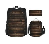 Ensemble de sacs à livres 3 en 1 avec bandoulière réglable en bois marron, noir, One Size