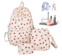 Ensemble de sacs à livres en forme de fraise, porte-monnaie, pochette à bandoulière, confortable et léger, large application, nylon résistant, pour garçons et filles, étudiants, 45 x 30 x 15 cm