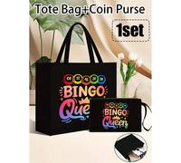 Ensemble de sacs à main pour femmes Bingo Gueen, sac à bandoulière de grande capacité avec sac à cosmétiques portable, sac fourre-tout multifonctionnel, sac de rangement à double poignée, lavable, des