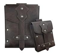 Ensemble de Sacs Banane médiévaux, Pochettes carrées rivetées avec Ceinture, Accessoire de Cosplay Nordique for Foire de la Renaissance Portefeuilles(Dark Brown)