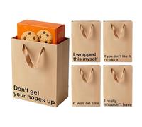 Ensemble de sacs cadeaux amusants - Sacs fourre-tout en papier kraft de 28 cm | 322 g Proverbes sarcastiques - Lot de 5 sachets de fête pour échange de cadeaux, idéal pour Noël, Nouvel An