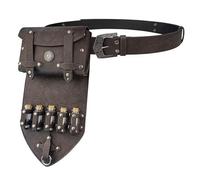 Ensemble de Sacs Ceinture d'alchimie médiévale, 3 Pochettes Sorcier en Similicuir avec 5 fioles Potion, équipement Cosplay Fantastique(Dark Brown)