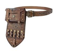 Ensemble de Sacs Ceinture d'alchimie médiévale, 3 Pochettes Sorcier en Similicuir avec 5 fioles Potion, équipement Cosplay Fantastique(Brown)