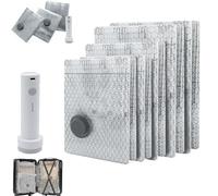 Ensemble de sacs compression stockage sous vide voyage sans fil, aspirateur rechargeable, aspiration 4000 Pa, paquet 6/9/12/15/18/21 scellés for vêtements, literie, couettes(18 Set)