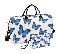Ensemble de sacs de sport 2 pièces avec motif vague matelassé, trousse de toilette polyvalente, salle de sport, Bleu monarque, One Size, Classique