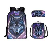 Ensemble de Sacs d'École Kuiaobaty 3 en 1 pour Filles et Garçons avec Sac à Lunch et Plumier pour Collège Moyen