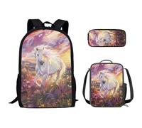 Ensemble de Sacs d'École Kuiaobaty 3 en 1 pour Filles et Garçons avec Sac de Lunch et Plumier pour Collège de Niveau Moyen