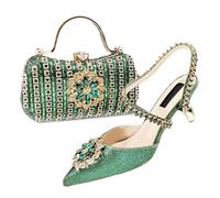 Ensemble de sacs dorés à talons en strass style nigérian pour femme avec mini pochette pour mariage, EN8, 43 EU