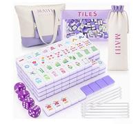 Ensemble de sacs fourre-tout de jeu pour fêtes et rassemblements Mahjong | Lettres imprimées élégantes, lot de 3 pièces, comprend des carreaux, parfait pour les soirées de jeux, design accessoire chic