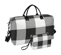 Ensemble de sacs polochons 2 pièces avec poche en maille imprimée complète et élégante pour les vacances et les voyages, Buffalo Vichy, One Size, Classique