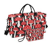 Ensemble de sacs polochons de voyage avec poche matelassée en maille filet élégante, Champignon Noir, One Size, Classique