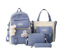 Ensemble de sacs pour enfant - 4 pièces - Voyage préscolaire - Sac de voyage avec sac à main - Mallette à crayons, sac à bandoulière, sac d'école pour ordinateur portable, téléphone, livres, bleu