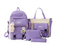Ensemble de sacs pour enfant - 4 pièces - Voyage préscolaire - Sac de voyage avec sac à main - Mallette à crayons, sac à bandoulière, sac d'école pour ordinateur portable, téléphone, livres, lilas