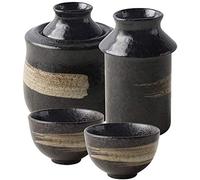 Ensemble De Saké Japonais, De 4 Pièces D'Artisanat Traditionnel En Porcelaine Rétro De Style Japonais/Pichet À Vin/Pot À Vin, Ensemble De Verres À Vin Pour Service De Saké Chaud/Froid Ensemble De Sak
