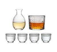 Ensemble de saké japonais résistant à la chaleur - Set de saké japonais avec transparents ou bleus, un et un - Pour la maison, les fêtes, les restaurants, le camping, le whisky, la vodka, la