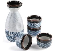 Ensemble de saké liquide japonais avec tasse à saké pot à vin en porcelaine pour chauffe-eau (1 pot à saké 4 tasses à saké)