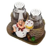 Ensemble de Salière et Poivrière, Salière et Poivrière Drôles avec Support de Figurines de Chef, Pot avec Couvercle, Décor de Cuisine de Restaurant d'ornement de Chef de Résine(#1)