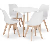 Ensemble de salle à manger 1+4, table KAMI 80x80 blanc + chaise BALI MARK blanc