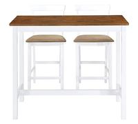 Ensemble de salle à manger 3 pièces en bois massif avec plateau de table en MDF et placage de bois - Design moderne en marron et blanc pour un salon ou une salle à manger élégant