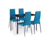 Ensemble de salle à manger 5 pcs Bleu Bleu G