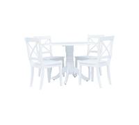 vidaXL Ensemble de Salle à Manger 5 pcs Salon de Jardin Table et Chaise Mobilier de Salle à Manger Dîner Cuisine Blanc Bois 276869