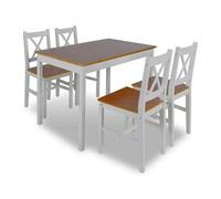 Ensemble De Salle À Manger 5 Pcs Marron Et Blanc