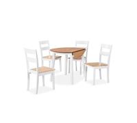 vidaXL Ensemble de salle à manger 5 pcs MDF et hévéa Blanc Blanc
