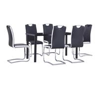 vidaXL Ensemble de salle à manger 7 pcs Similicuir Noir3053025 Noir G