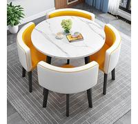 Ensemble de salle à manger 5 pièces avec 4 chaises, carrée/ronde, moderne, idéal pour la cuisine, la salle à manger, la réception et les petites zones de conférence