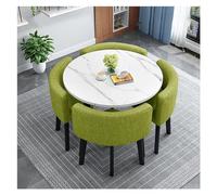 Ensemble de salle à manger 5 pièces avec 4 chaises de style moderne, table et chaises pour la maison, l'appartement, table à manger ronde avec dossier doux, idéal pour cuisine, café, salon Ava