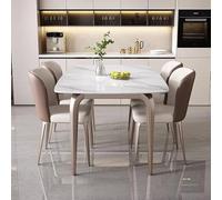 Ensemble de salle à manger 5 pièces avec chaises rembourrées, table rectangulaire moderne pour cuisine et salle de conférence