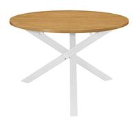 Ensemble de salle à manger 5 pièces en bois d'hévéa massif et plateau de table en MDF blanc marron 120 x 75 cm 4 chaises avec coussins scandinave moderne peu encombrant durable pour cuisine et salle à