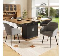 Ensemble de salle à manger (5 pièces) - Table à manger extensible de 140 x 70 cm avec 4 chaises - Table à manger extensible avec grand espace de rangement - Chaise à accoudoirs en velours - Table à