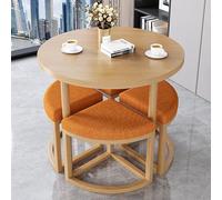 Ensemble de salle à manger 5 pièces, table ronde et chaises, solution compacte pour bureau, cuisine, terrasse