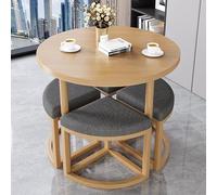 Ensemble de salle à manger 5 pièces, table ronde et chaises, solution compacte pour bureau, cuisine, terrasse
