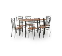 Ensemble de salle à manger 7 pcs MDF et acier Marron