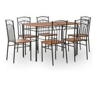 Ensemble de salle à manger 7 pcs MDF et acier Marron Brun G