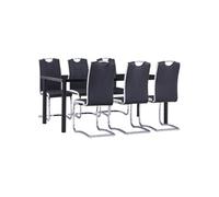 Ensemble de Salle à Manger 9 pcs Similicuir Noir Mobilier de Cuisine vidaXL