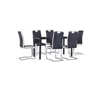 vidaXL Ensemble de salle à manger 7 pcs Similicuir Noir3053025 Noir G