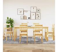 Ensemble de salle à manger 7 pièces en bois de pin - Table et chaises rustiques en bois massif durable pour les repas et la décoration, parfait pour les réunions de famille et les espaces à manger