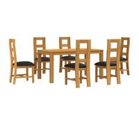 Ensemble de salle à manger 7 pièces noir, table et 6 chaises en bois de | Coussins en mousse, pieds carrés, nettoyage facile, assemblage requis, poids 47,2 kg, capacité 110 kg par chaise