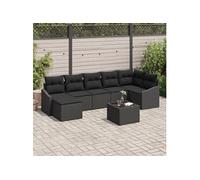 Ensemble de Salle à Manger 8 Pièces avec Coussins Beige Rattan Poly