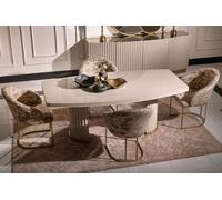 Ensemble de salle à manger Coin repas Table et chaises Set 7pcs Salle à manger Beige Bois Design