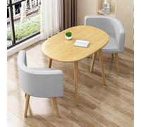 Ensemble de salle à manger compact pour 2 personnes : table ovale et petite table ensemble de 2 chaises couleur grise meubles de cuisine et de salle à manger pour petits espaces