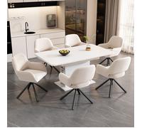 Ensemble de salle à manger comprenant une table et 6 chaises, chaise de salle à manger en velours, fauteuil de salon à quatre pieds